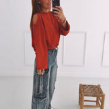 SOFIE RED CUT-OUT SWEATER