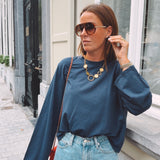 JAMIE DARK BLUE CUT-OUT LONGSLEEVE SHIRT
