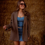 CASSIDY BLUE BANDEAU DENIM DRESS