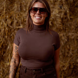 ABIGAIL BROWN TURTLENECK SHORTSLEEVE TOP