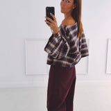 HARPER DARK BLUE CHECKERED BLOUSE