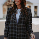 ROMY DARK BLUE CHECKERED BLAZER
