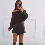 MADISON BROWN WOVEN SKORT