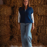 AURIELLE DARK BLUE KNITTED ZIP SWEATER