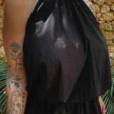 RAFAELA BLACK HALTER DRESS