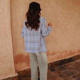 IFRANE LIGHT BLUE CHECKERED BLAZER