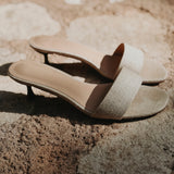 MARITZA BEIGE LINEN HEELS