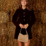 HOLLIS BORDEAUX VELVET DRESS