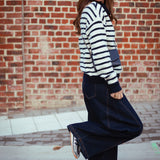 ABERDEEN DARK BLUE STRIPED ROLLNECK SWEATER