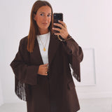 JOLENE BROWN FRINGE BLAZER