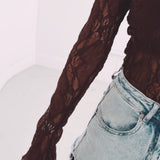 RUTH BURGUNDY LACE LONGSLEEVE TOP