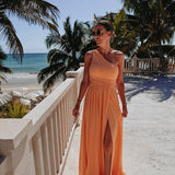 NABILA ALLURE PEACH ONE SHOULDER DRESS