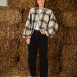 JUNESSA BEIGE CHECKERED ZIP JACKET