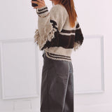 GIGI BEIGE/BROWN STRIPED SWEATER