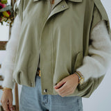 JOHANNA KHAKI SLEEVELESS JACKET