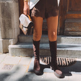 SUNRISE BROWN SATIN LACE SHORT