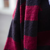 LOST IN THE CITY DARK BLUE/BORDEAUX CARDIGAN WITH SCARF