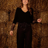 KODA BLACK LACE V-NECK PULL