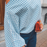 CORALIE LIGHT BLUE CHECKERED BLOUSE