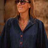 VIENNA BLUE DENIM BUTTON BLOUSE