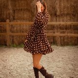 SKYE BROWN POLKADOTS DRESS