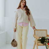 DIANA BEIGE RIBBED CARDIGAN