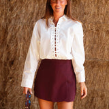 MESILLA WHITE LACE UP BLOUSE