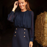 MARLOWE DARK BLUE BUTTON DRESS