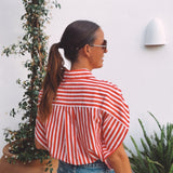 YOLANDA RED STRIPED BLOUSE
