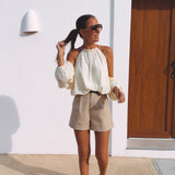 MARIONA TAUPE BELT SHORT