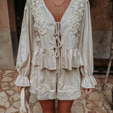 BRONZAL BEIGE LINEN TWO-PIECE SET