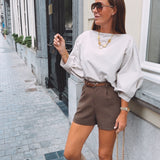 DAWSIE ECRU CHECKERED BLOUSE