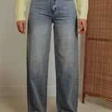 WIDE LEG RHINESTONE JEANS A3016
