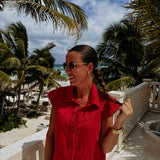CALIENTE RED DENIM DRESS