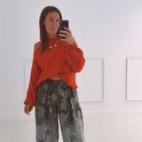 CAMILLE RED CUT-OUT PULLOVER