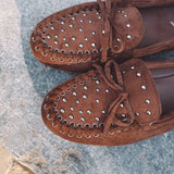 MAUREEN BROWN SUEDE STUDS LOAFERS