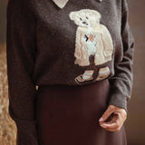 TEDDY BEAR BROWN KNIT SWEATER