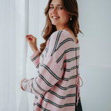 PRE-ORDER DANIQUE PINK STRIPED KNIT SWEATER