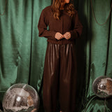 KEEP SHINING BROWN BUTTON BLOUSE