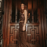 GLAM NIGHT BROWN SEQUIN TWO-PIECE SET