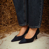 SAPPHIRE DARK BLUE CAT HEELS