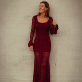 BRYNLEE BORDEAUX MAXI LACE DRESS
