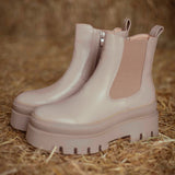 BRINDLE TAUPE LEATHER BOOTS