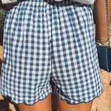 EMANUELA DARK BLUE CHECKERED SHORT