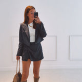 EMILY DARK BLUE CHECKERED BLAZER