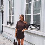 RONJA BROWN CUT-OUT T-SHIRT