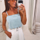 LORINE LIGHT BLUE DENIM TOP 676-C