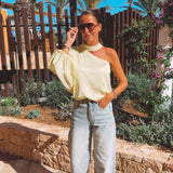LEONA YELLOW ONE SHOULDER BLOUSE