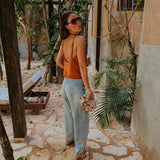 MELOSA TERRACOTTA SATIN PEARL TOP PRE-ORDER