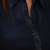 SYLVIE DARK BLUE BLOUSE